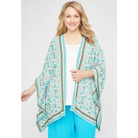 Catherines Springwater Gauze Kimono sz XL 1X  Geoprint nwt boho festival - Picture 8 of 8